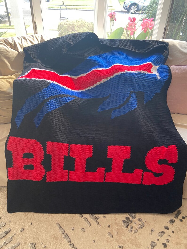 Buffalo Bills Inspired Crochet Blanket Etsy