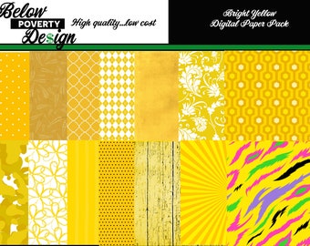 Bright Yellow Digital Scrapbook Paper Pack