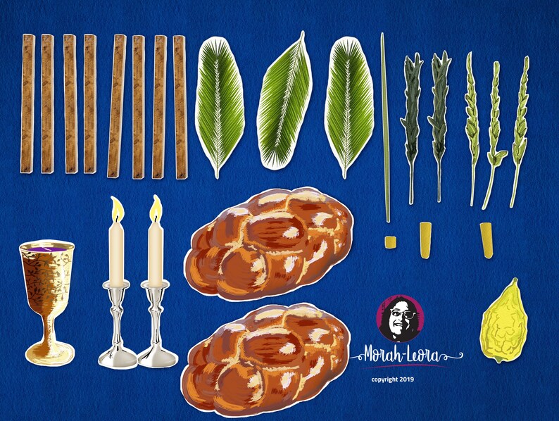 Sukkot Felt Board Illustrations With Platted Challah and Kiddush Set Etsy