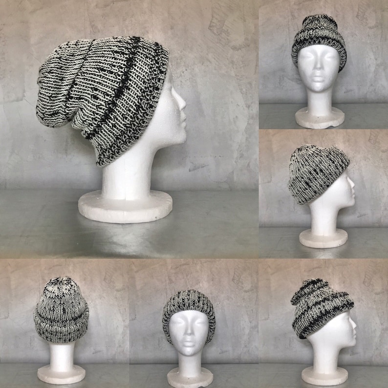 Reversible Extra Thick Cuffed Organic Wool Mix Beanie Hat