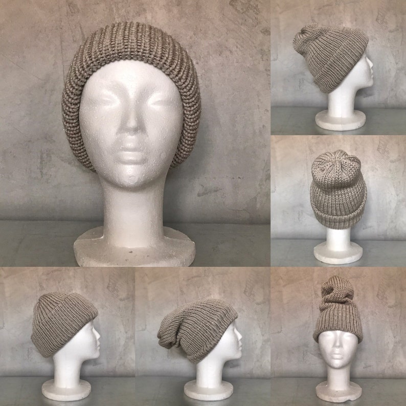 Reversible Extra Thick Cuffed Organic Wool Mix Beanie Hat