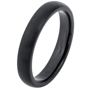 4mm Black Tungsten Wedding Ring,Anniversary Ring,Engagement Ring,Tungsten Carbide Ring,Man & Woman,Dome Wedding Ring,Comfort Fit Ring,Brush