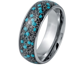 Kettingontwerp wolfraamcarbide ring: 8 mm zilveren koepel trouwring