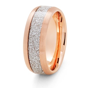Meteorite Wedding Ring,Tungsten Wedding Band,Meteorite Wedding Band,Tungsten Wedding Ring,Anniversary RingRose Gold Tungsten Ring,Dome Ring
