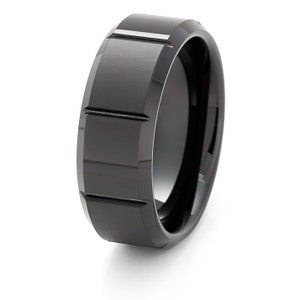 Men&#39;s Tungsten Wedding Ring,Black Tungsten Ring,Anniversary Ring,8mm Black Tungsten Ring,Men & Women,Tungstaen Carvide,Engagment Ring