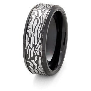 Black Tungsten Wedding Band,Wood Grain Ring,Black Tungsten Wedding Ring,Tungsten Carbide Ring,Anniversary Ring,Engagement Tungsten Ring