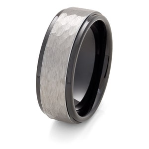 Black Tungsten Wedding Ring,Hammered Tungsten Ring,Tungsten Wedding Band,Black Wedding Ring,Annviersary Ring,Engagement Ring,Gray Ring