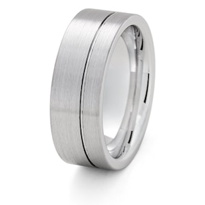 Brushed Gray Tungsten Wedding Band - 8mm Comfort Fit Ring
