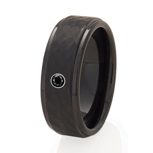 Black Tungsten Wedding Band,Black Diamond Hammered Tungsten Ring,Anniversary Ring,Engagement Ring,Men&Women,TungstenCarbide Ring,Comfort Fit