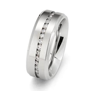 Titanium Wedding Ring,Silver Titanium Ring,Titanium Wedding Band,CZ Wedding Ring,Anniversary Ring,Men&#39;s Titanium Ring,Women&#39;s Ring,CZ Ring