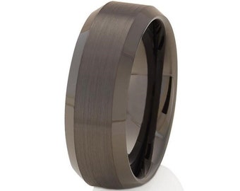 Anelli In Tungsteno Colore Canna Di Fucile Da 8 Mm – Intarsio In Fibra Di Carbonio Steampunk, Blu/verde/rosso, Per Uomo E Donna, TUTISS