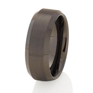 Gunmetal Tungsten Wedding Band,Gray Tungsten Ring,Gunmetal Tungsten Band,Anniversary Ring,8mm & 6mm,Tungsten Carbide Ring,Gray Tungsten Ring
