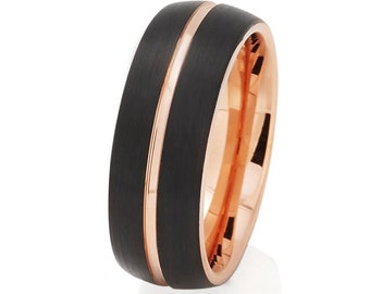 Homxi Anelli Uomo Tungsteno,Rotonda Spazzolata 8MM Zirconia Cubica - Foto 5