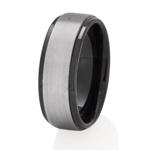 Gray Tungsten Wedding Ring Black Tungsten Ring Anniversary Ring Tungsten Carbide Ring Men&#39;s Tungsten Ring Women&#39;s Tungsaten Ring Black Ring