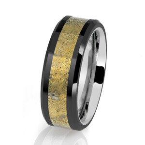 Meteoriet wolfraam trouwring, meteoriet trouwring, 8 mm meteoriet ring, wolfraamcarbide ring, jubileumring, trouwring heren