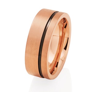 Black Tungsten Wedding Ring,Rose Gold Wedding Ring,Anniversary Ring,8mm Tungsten Ring,Rose Gold Tungsten Band,Men & Women,Brush Ring,Unique