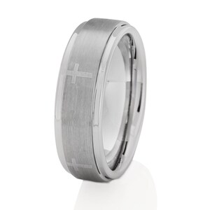 Cross Wedding Band,Tungsten Wedding Ring,Tungsten Carbide Ring,Cross Tungsten Ring,Engagement Ring,Anniversary Ring,9mm Ring,7mm Ring