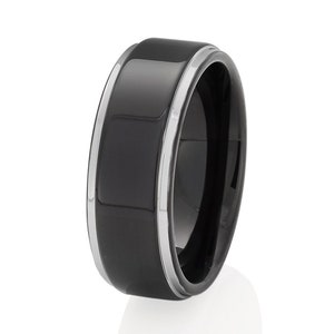 Black Tungsten Wedding Ring, Black Wedding Ring, Anniversary Ring, Tungsten Carbide Ring, 8mm Black Tungsten Ring, Tungsten Carbide, Flat