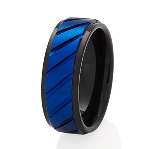 Blue Wedding Ring,Tungsten Wedding Ring,Tungsten Carbide Ring,8mm Blue Tungsten Ring,Engagement Ring,Anniversary Ring,Tungsten Wedding Band