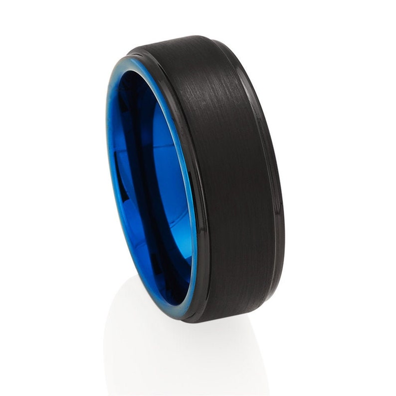 Blue Tungsten Wedding Ring,Black Tungsten Wedding Band,Anniversary Ring,Engagement Ring,Tungsten Carbide Ring,Men /& Women,Comfort Fit