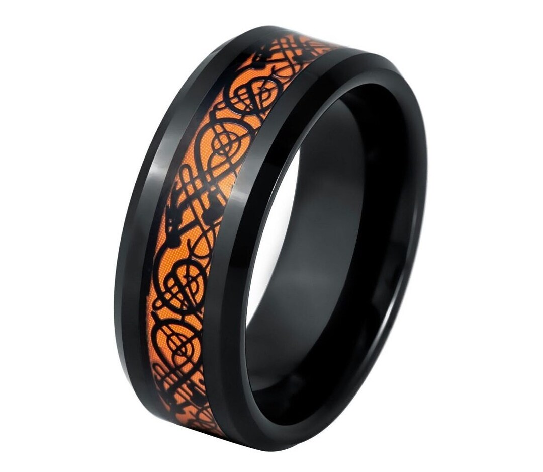Orange and black wedding band deals