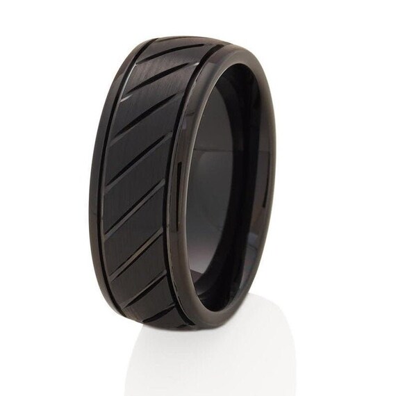 Tungsten Carbide Mens Brush 8MM Black Anniversary SZ8-13 Wedding Band Ring SR104 