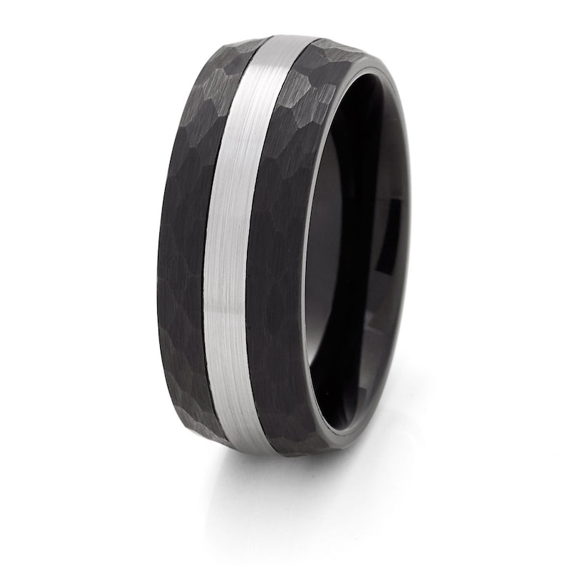 Black Tungsten Wedding Band,Hammered Tungsten Ring,Tungsten Wedding Ring,Tungsten Carbide Ring,Anniversary Ring,Engagement Ring,Brush Ring