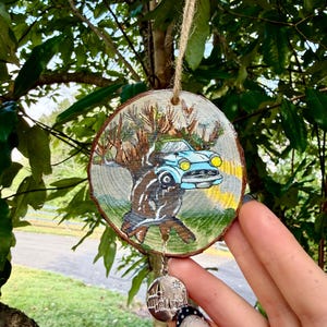 Hand Painted Wooden Car Charm, Harry Potter Rearview Mirror Decor, Lace Trim Ornament