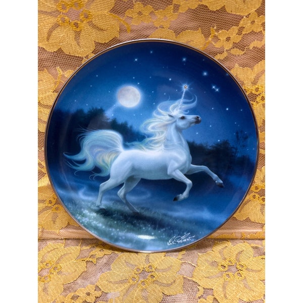 Franklin Mint Heirloom Plate “The Diamond Unicorn” by Kirk Heinert #HG6229