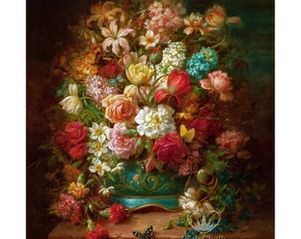 Bouquet of Flowers Posh Chalk Decoupage - A1 33 X 24 in