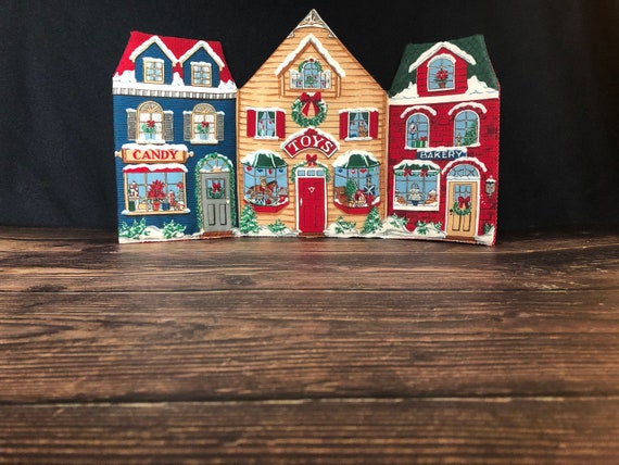 Vintage Printed Christmas Village Town Hand Sewn … - image 3