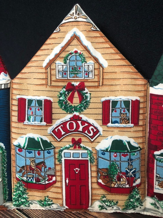 Vintage Printed Christmas Village Town Hand Sewn … - image 5