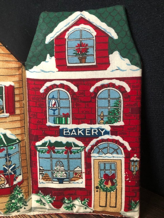 Vintage Printed Christmas Village Town Hand Sewn … - image 6