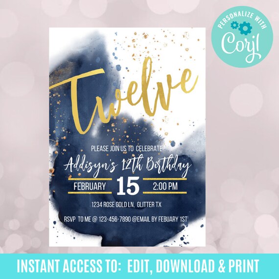 Tween Birthday Invitation Girl Invitations Teen Birthday | Etsy