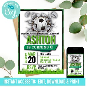 Soccer Birthday Invitation, Soccer Invitation, Soccer Editable Invitation, Soccer Invite, Soccer Party