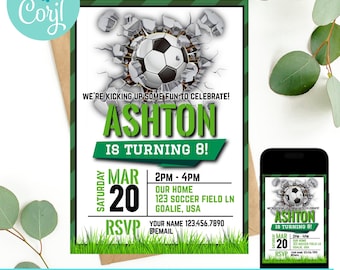 Invitación de cumpleaños de fútbol, invitación de fútbol, invitación editable de fútbol, invitación de fútbol, fiesta de fútbol