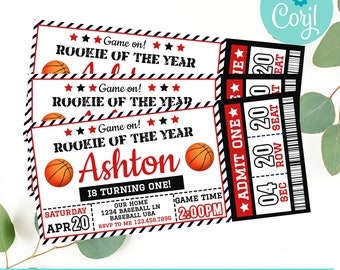 Instant Download Basketball Birthday Invitation, Basketball ticket birthday invitation, Sports Birthday Invitation, Basketbal Invitation