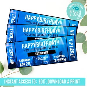 Druckbare Konzertkarte, bearbeitbare Überraschungs-Konzerttickets, Event Ticket Vorlage, DIY Event Ticket, gefälschter bearbeitbarer Pass, Sofortiger Download