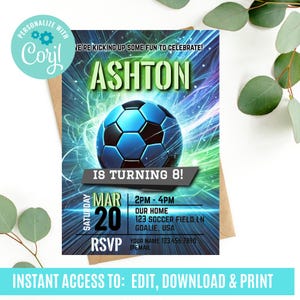 Fußball-Geburtstagseinladung, Sporteinladung, Fußballkarte, Fußball-Einladung Digital, Fußball einladen, Fußballparty einladen