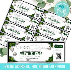 Überraschungsweihnachtsgeschenk, Event Ticket Pintables, bearbeitbare Eventtickets, Eventticketvorlage druckbar, DIY Eventticket, Weihnachtsticket