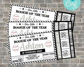 Baseball ticket invitation, Baseball Birthday, Baseball Baby Shower, Rookie of the Year, All Star, Baseball Party Decorations