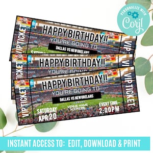 Sportticket druckbares, bearbeitbares Überraschungsfuballticket, Ereigniskartenvorlage, DIY-Veranstaltungskarte, gefälschter bearbeitbarer Pass, sofortiger Download