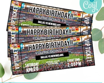 Sports Ticket Printable, Editable Surprise Football Ticket, Event Ticket Template, DIY Event Ticket, Fake Editable Pass, Instant Download