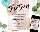 13th birthday invitation, modern invitations, 13th birthday invitation girl, Official teenager invitation, thirteenth birthday invitation