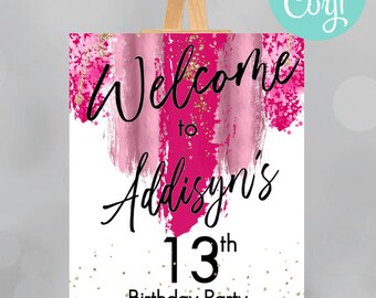 Editable Birthday Any Age Birthday Welcome Sign, Birthday welcome sign, Birthday welcome poster, Birthday sign template, Any Age