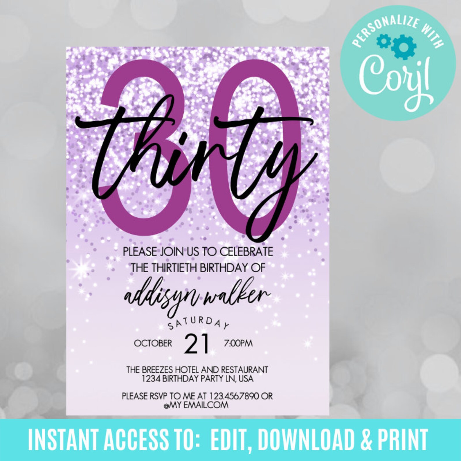 30th Birthday Invitation 30th Birthday Invitation Template Etsy