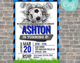 Invitación de cumpleaños de fútbol, Invitación de fútbol, Invitación editable de fútbol, Invitación de fútbol, Fiesta de fútbol