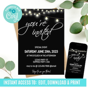 Modern Invitation Template, Special Event Invitation, Minimal Dinner Party Invitation, IG Story Invite, You&#39;re Invited, Special Event Invite