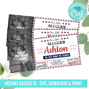 Baseball ticket invitation, 6 month old,  Half Way to One, Baseball Birthday, Baseball Baby Shower, Rookie of the Year, All Star