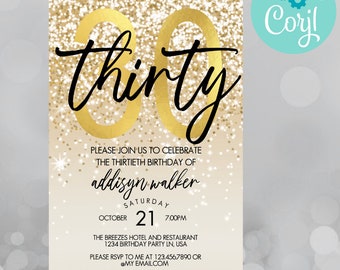 30th birthday invitation, 30th birthday invitation template, birthday invitation, 30th birthday invitations for women, 30th birthday invite